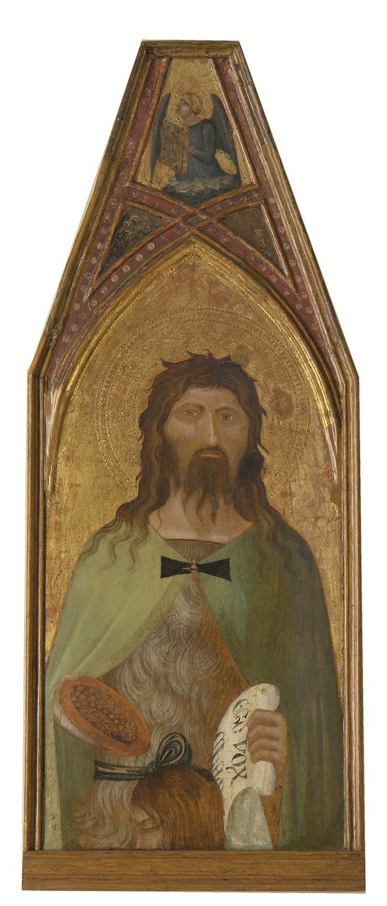 San Giovanni Battista/ simbolo di San Matteo: angelo (scomparto di polittico, el